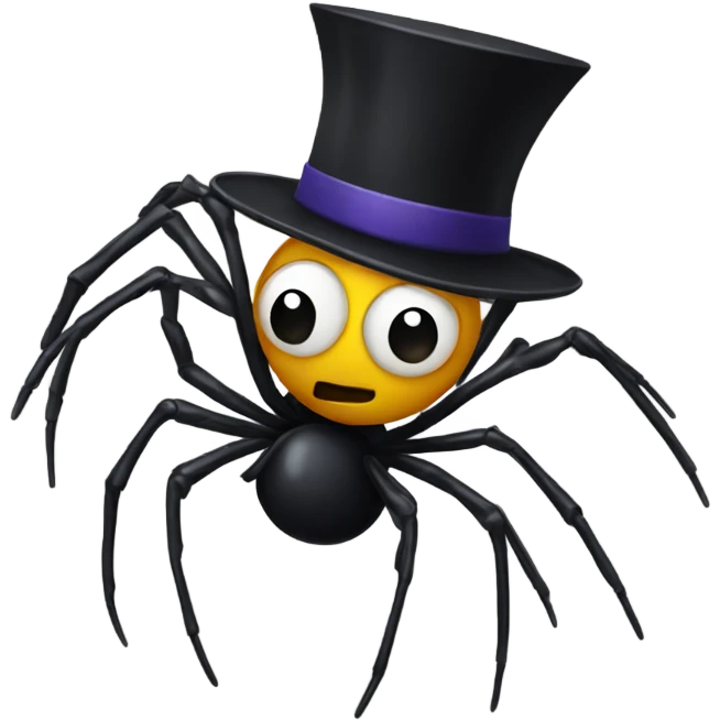 A spider dancing with a black hat on his head emoji