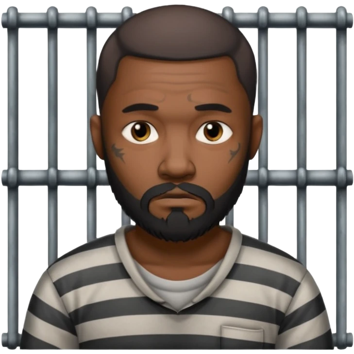 sad black tattooed bearded male prisoner emoji