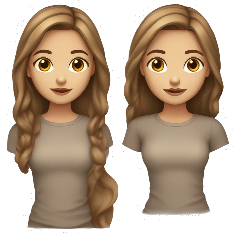 Middle part light brown hair with brown eyes girl emoji