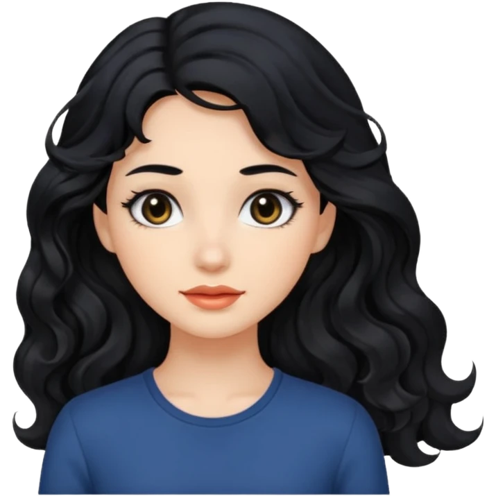 Beautiful girl,Black hair,wavy hair，long hair,Black eyes  emoji
