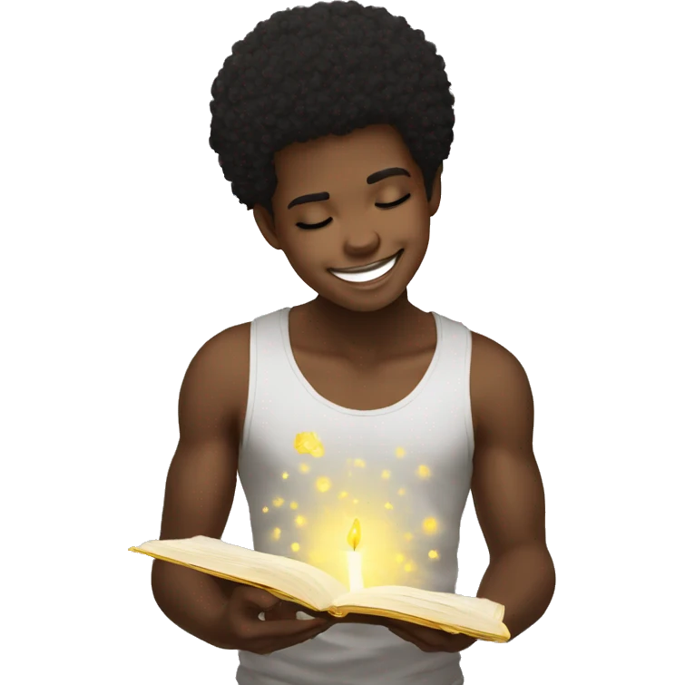 Afro black hair boy pray to smile new year confetty  emoji