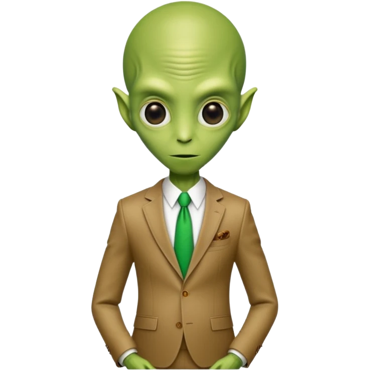 Green tall alien wearing Louis Vutton suit emoji
