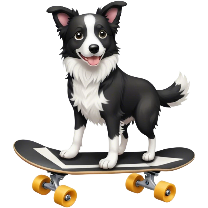 Border collie on a skateboard emoji