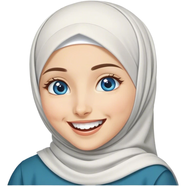 Turkish beautiful finish Konya girl blue eyes with hijab and islamic dress she’s laughing  emoji