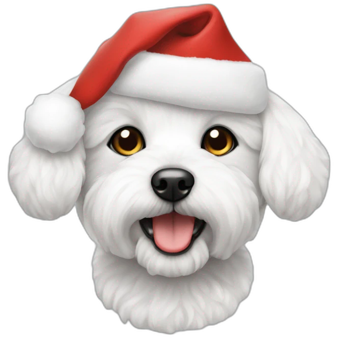 bichon dog-christmas hat emoji