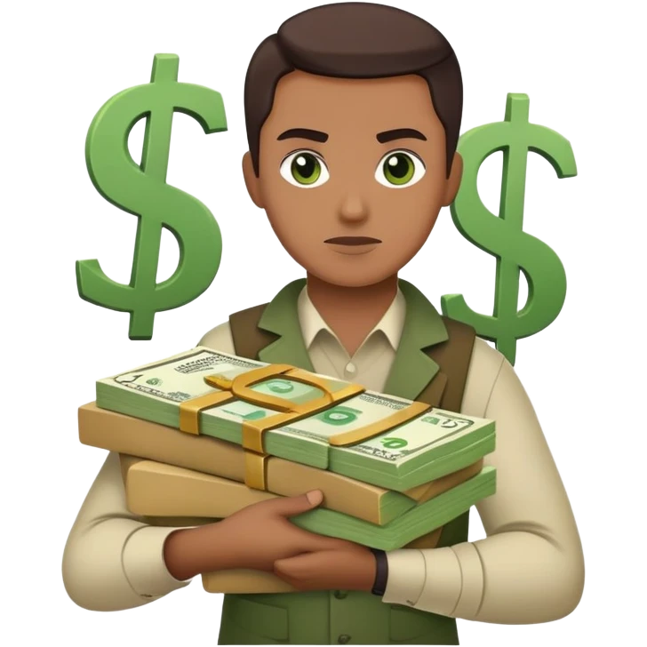 trader making a risky bet with dollar signs, color #0BD794 emoji