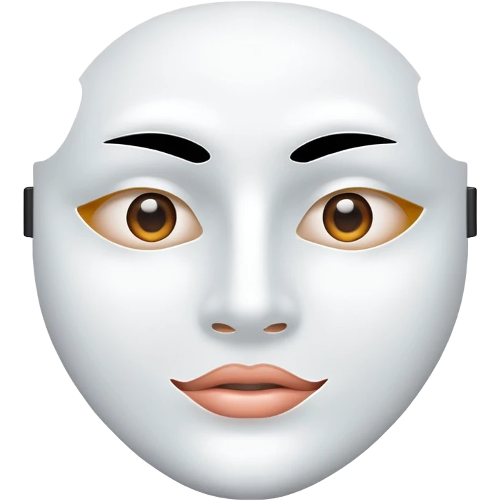 a sheet of white mask pack for face skincare beauty, except on the face, vacant hole on eyes and mouth emoji