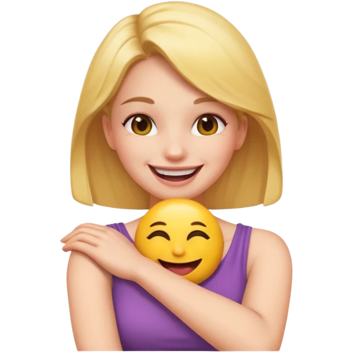 A woman with arms crossed holding neck laughing emoji emoji