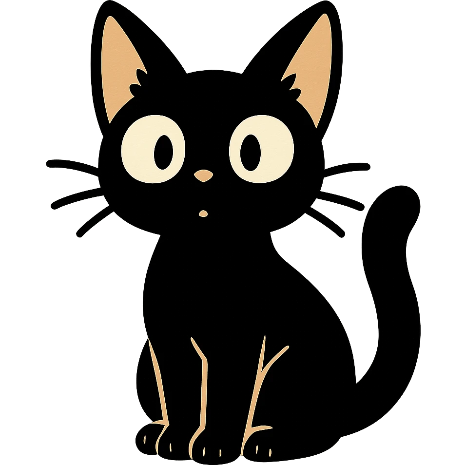 bold ghibli style icon of a cat emoji