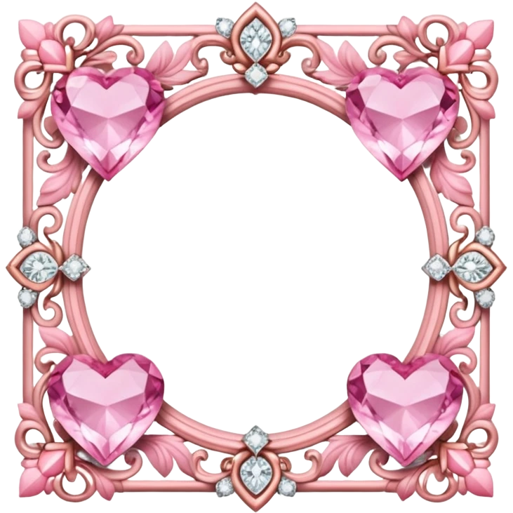 Delecate square pink hearts  and diamonds frame
 emoji