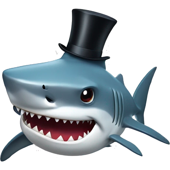 Shark with a top hat emoji
