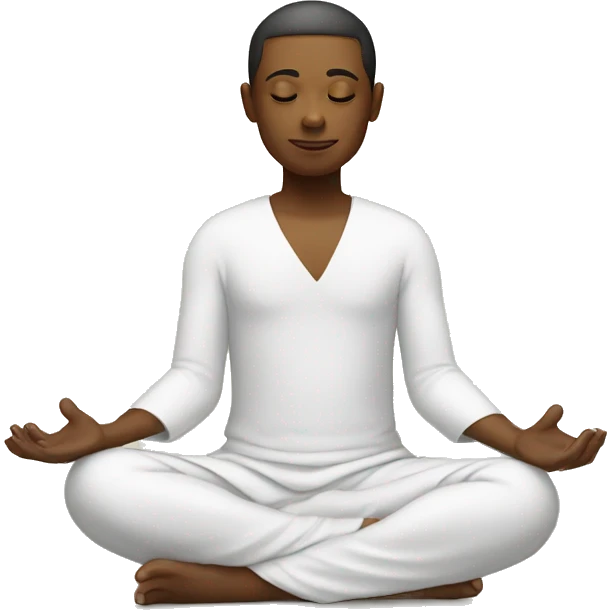 Meditation, white dress, boy emoji