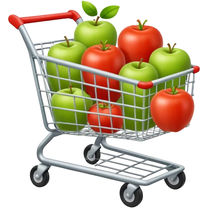 shopping cart full of healthy food emoji