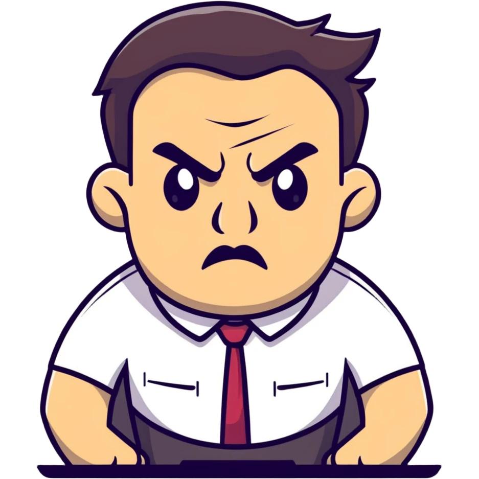 frustrated boss with bad ideas criticizing designer work emoji