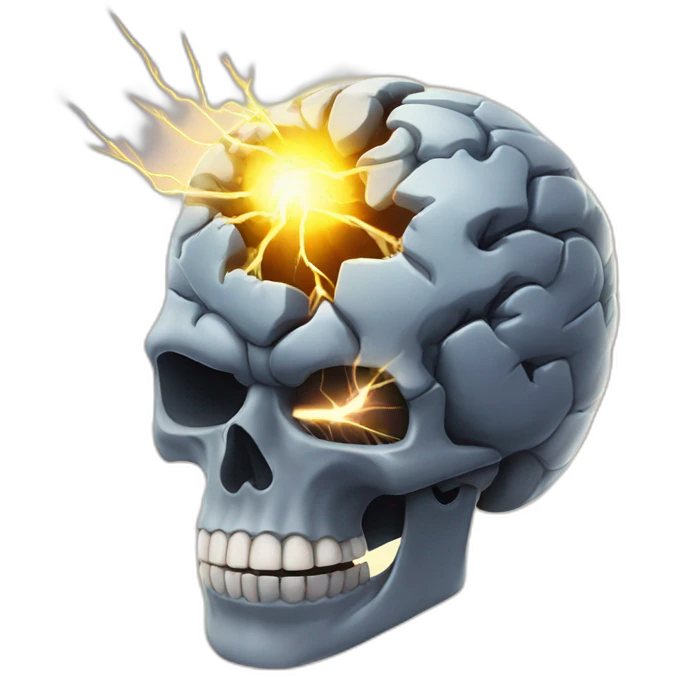 Super brain inside a skull with lightning coming out of it emoji
