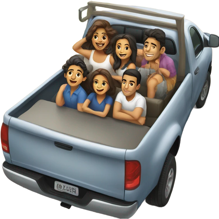 Hispanic people riding in a truck bed emoji