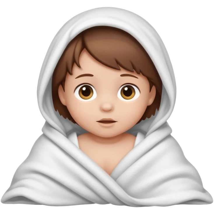 baby wrapped in blanket with brown hair emoji