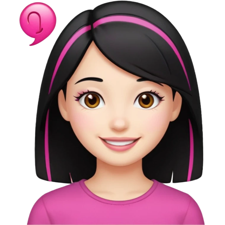 girl with black hair and pink streak by ear emoji