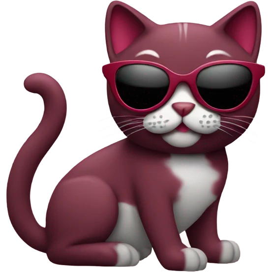 Cat with sunglasses in burgundy color emoji