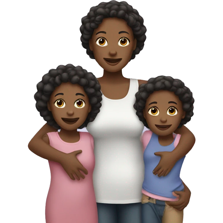 Black mom with two  small daughters emoji