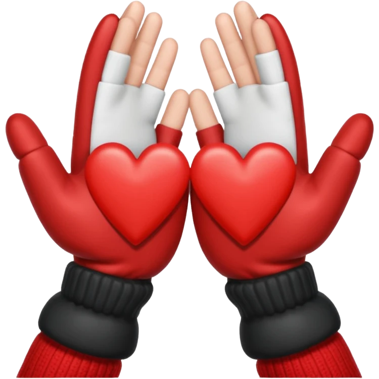 руки в варежках в виде сердца  emoji