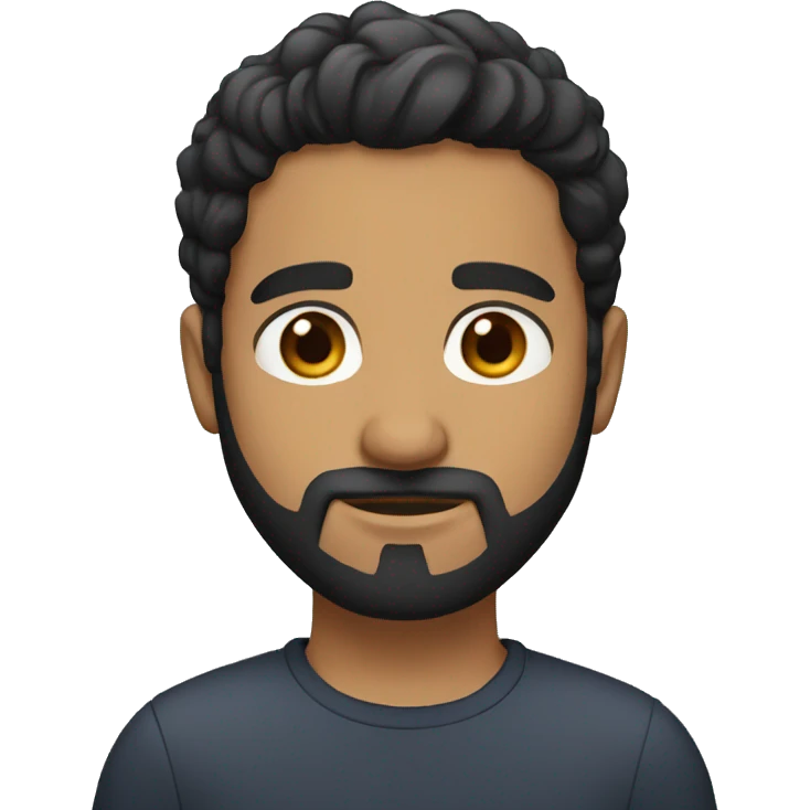 Big pakistani black and short hair with a beard and brown eyes emoji