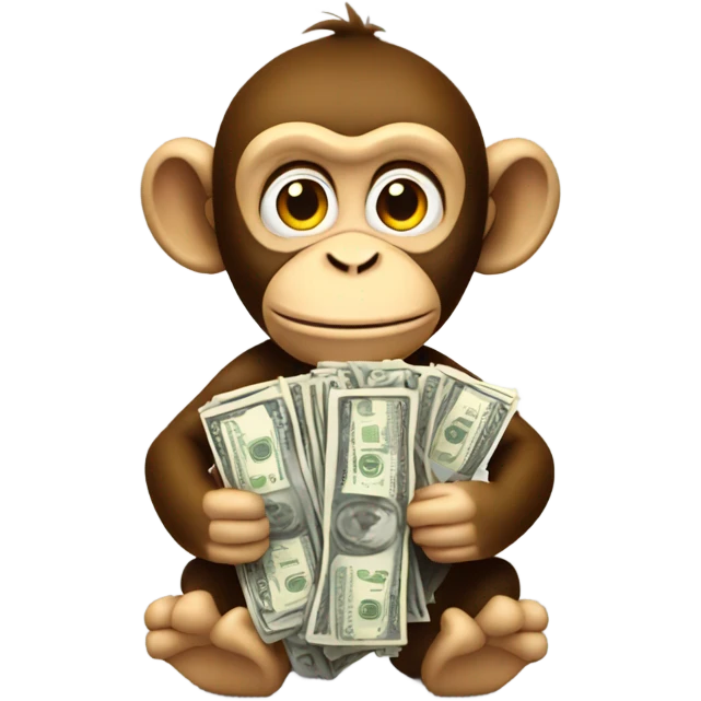 Monkey holding pile of cash emoji