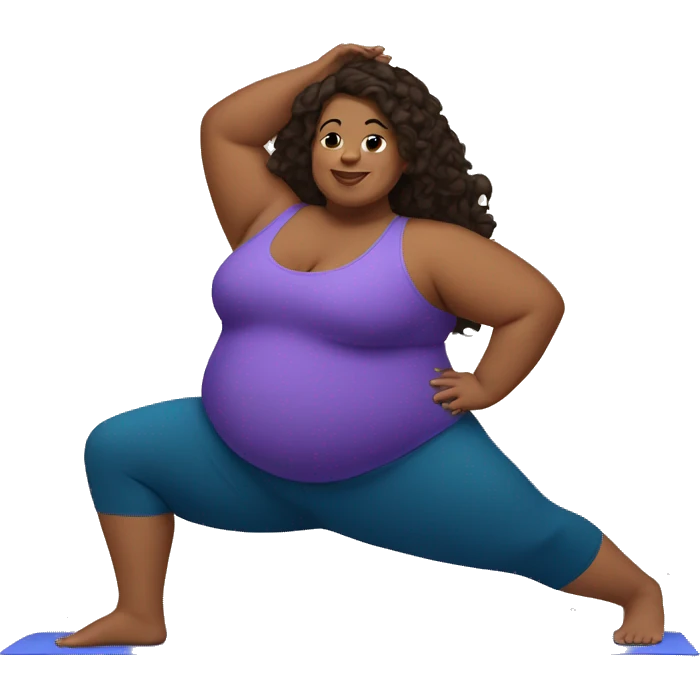 Plus size brunette woman doing yoga emoji