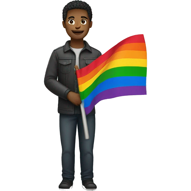 Man holding pride flag emoji