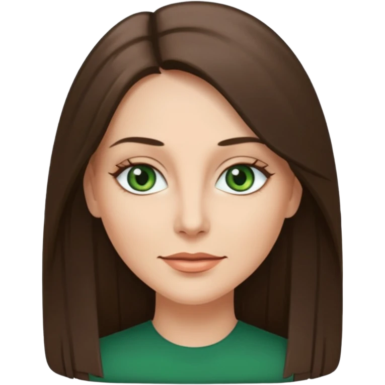 pretty woman in her 40s with green eyes and long straight ash-brown hair  emoji