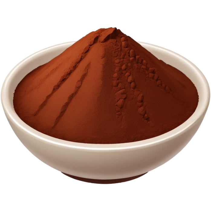 white bowl of cocoa powder, vibrant brown color, simple, clear emoji