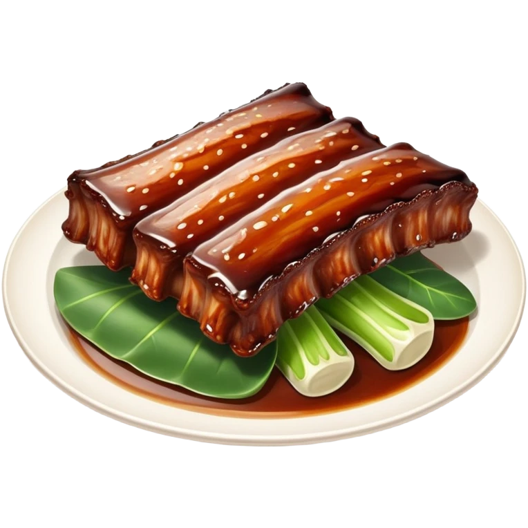 cinematic-realistic-barbeque-ribs-dish-emoji,-depicted-as-succulent,-slow-cooked-ribs-with-a-sticky-smoky-glaze-rendered-with-rich-textures-and-dynamic,-appetizing-lighting. baby back spare ribs emoji