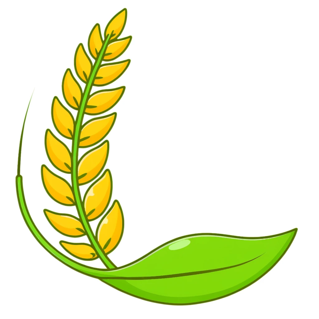Golden wheat ear floating among green leaves and bright particles, spinning around an ethereal digestive system with soft light texture, while subtle cleansing waves pass through the air like a purifying spell emoji
