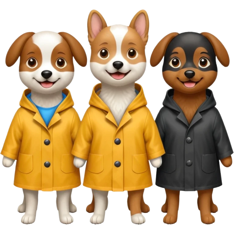 3 dogs wearing rain coats emoji