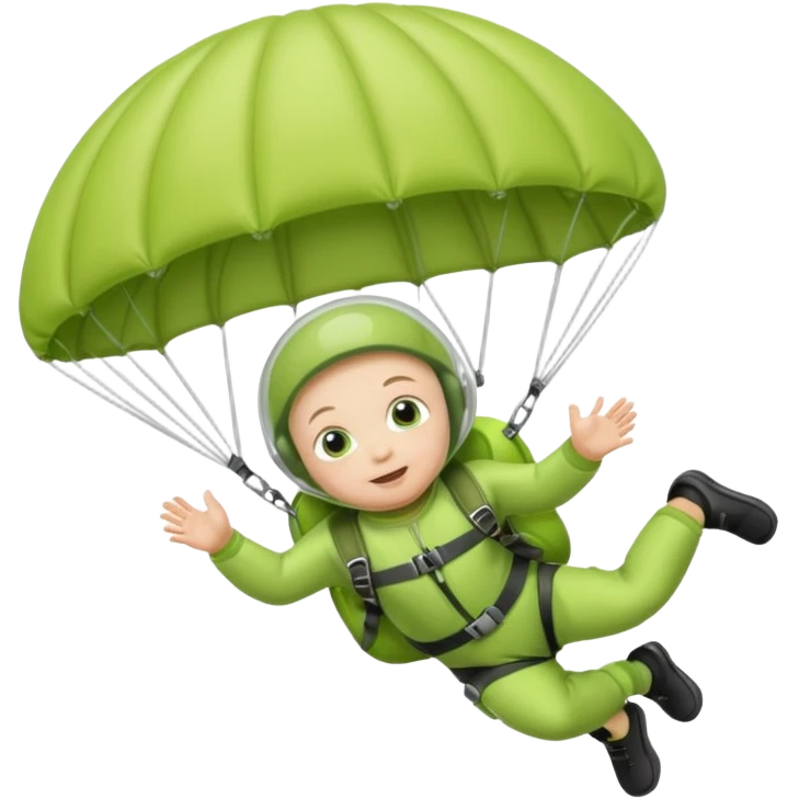 Skydiving baby with parachute and UFO lime emoji