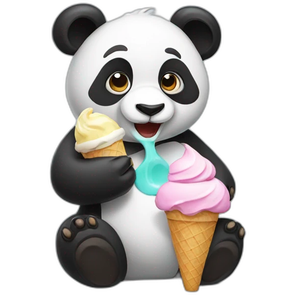 Panda eating ice cream emoji