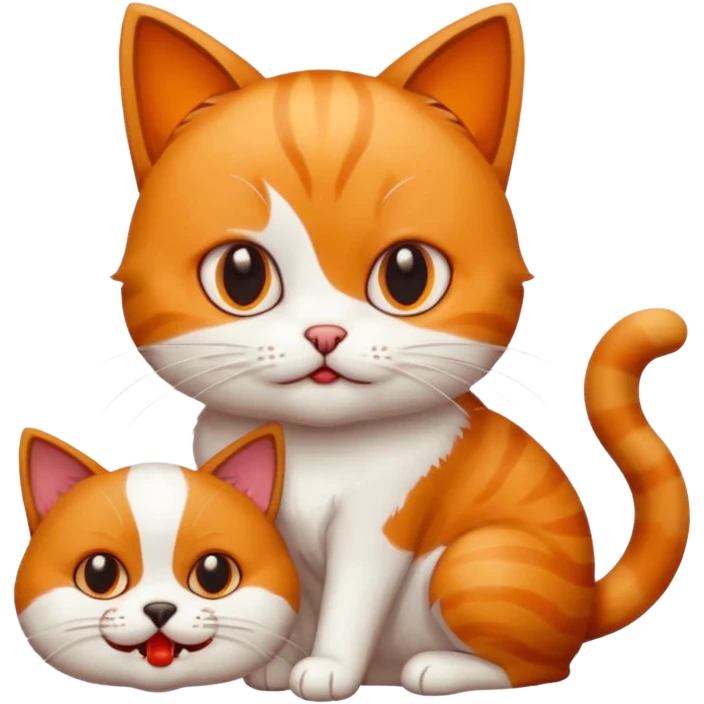 cat eating small dog emoji