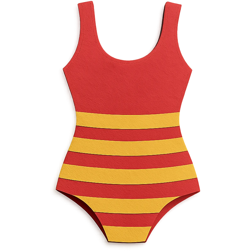 retro striped swimsuit, paper-craft style illustration emoji