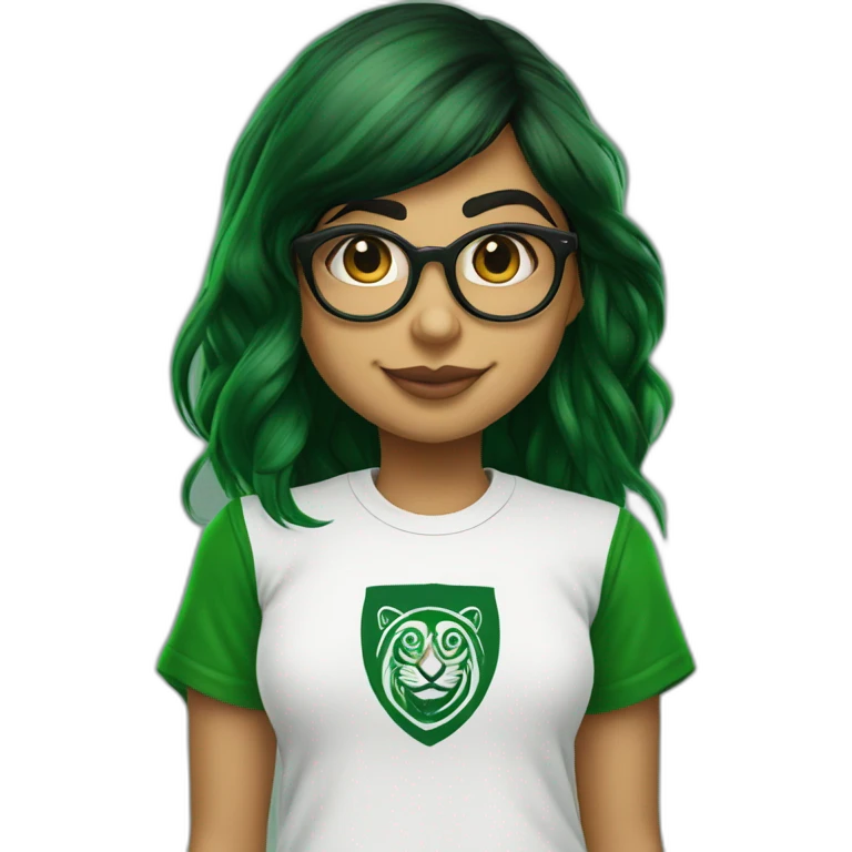 Mia Khalifa white tshirt green sleeves slytherin logo emoji