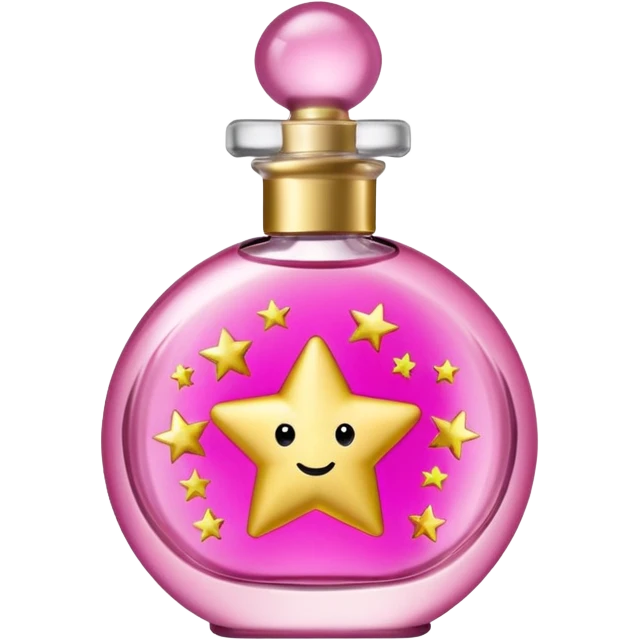 Create small pink perfume and Sol de janeiro inscriptions and small stars emoji