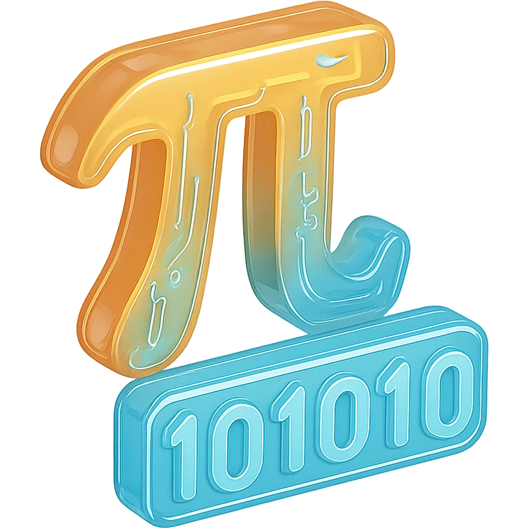  combine the π (pi) math symbol, binary code emerging from it. emoji