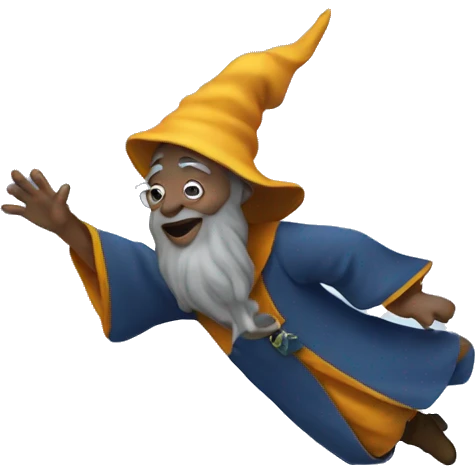 Wizard flying to the moon emoji