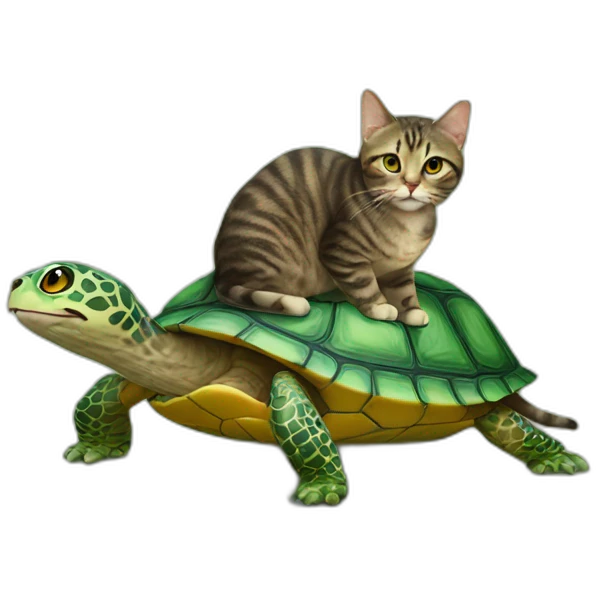 Cat on turtle emoji
