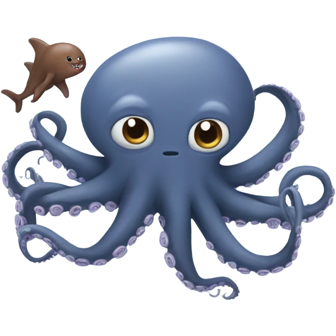 Octopus in ocean talking to shark  emoji