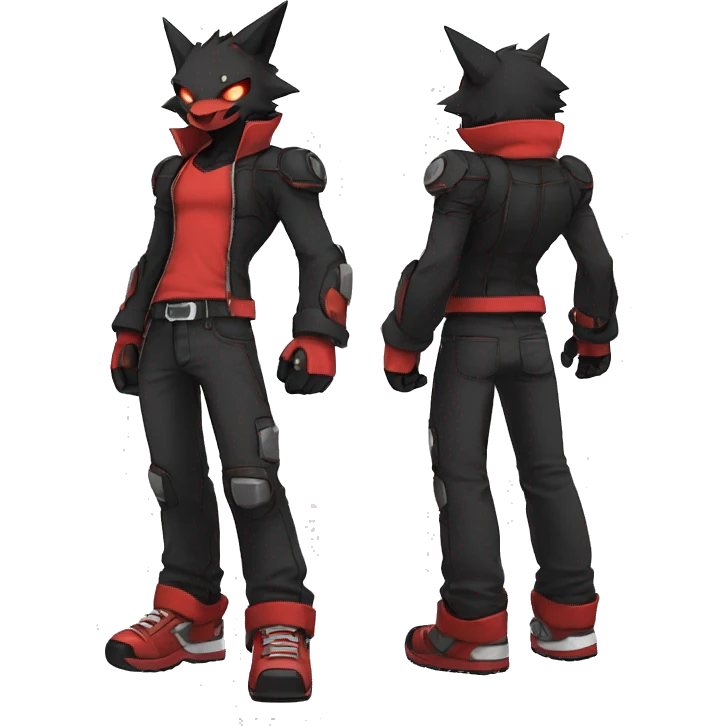  Cool Edgy Black Red Digimon-Fakemon full body emoji