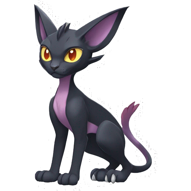 Black edgy Noivern-Litten-Sphynx-Lykoi-Caracal-cat-Fakemon full-body emoji