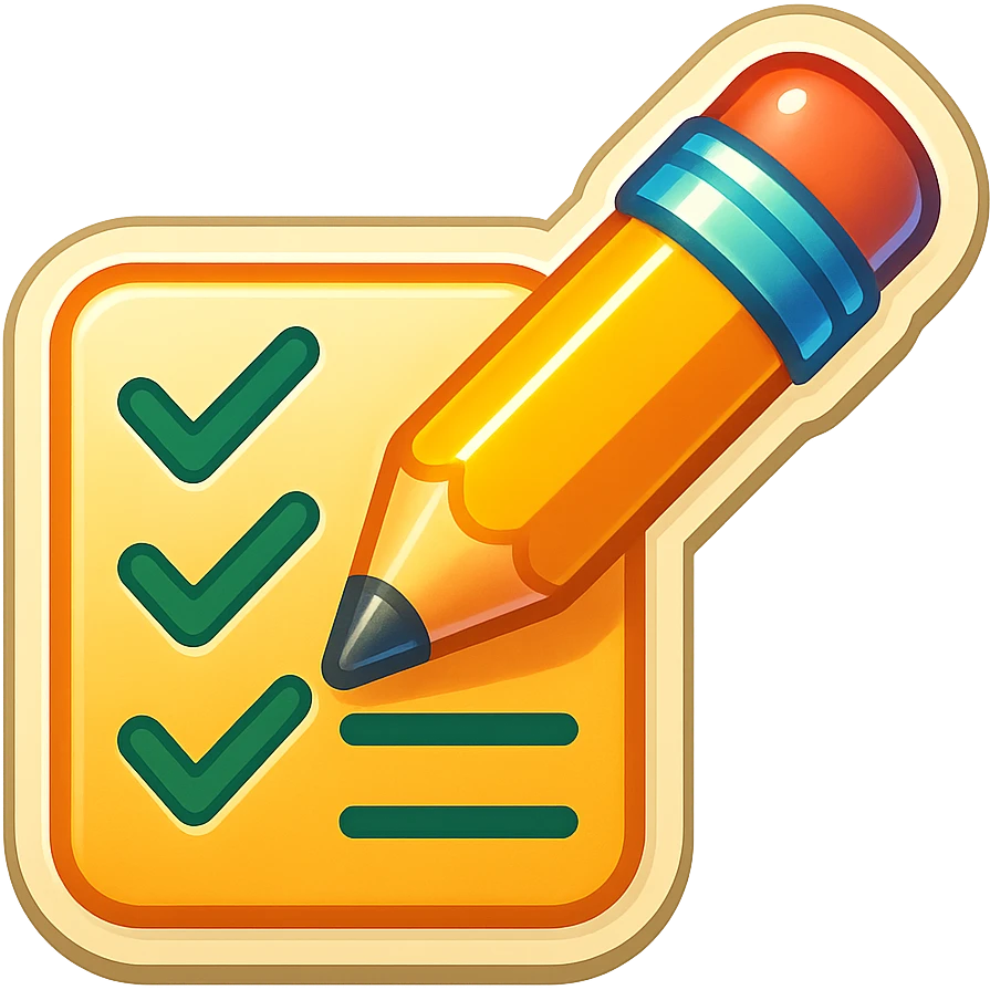 emoji style sticker of a pencil writing on a task list emoji