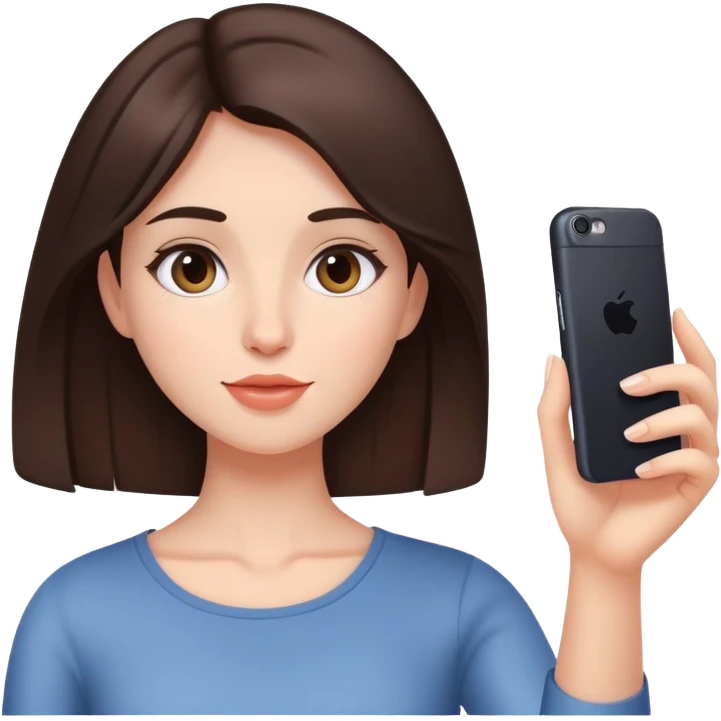 A brunette girl takes a selfie emoji