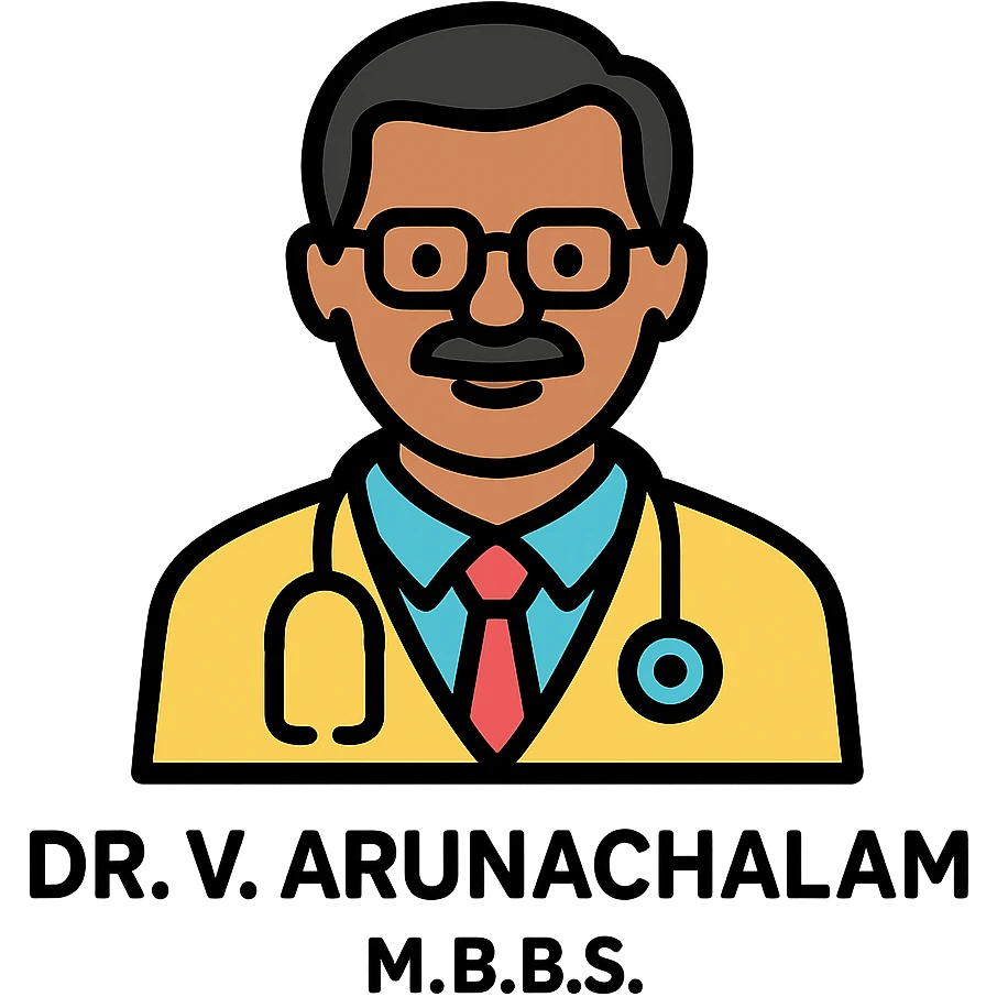 A portrait of Dr. V. Arunachalam, M.B.B.S. emoji