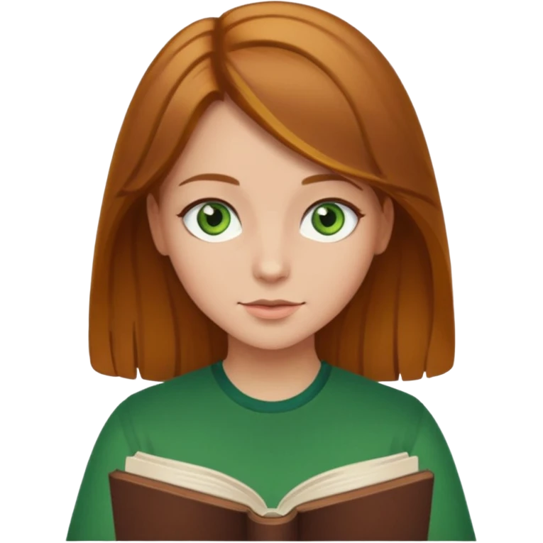 girl with golden brown hair and green eyes reading a book emoji